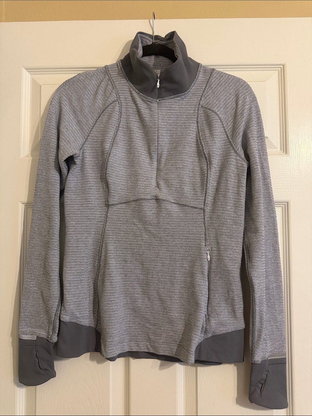 Lululemon Runderful 1/2 Zip Pullover Check Piqué White Heathered Slate Jacket